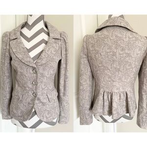 WHBM Wool Blazer Gray Paisley Print Lined Career